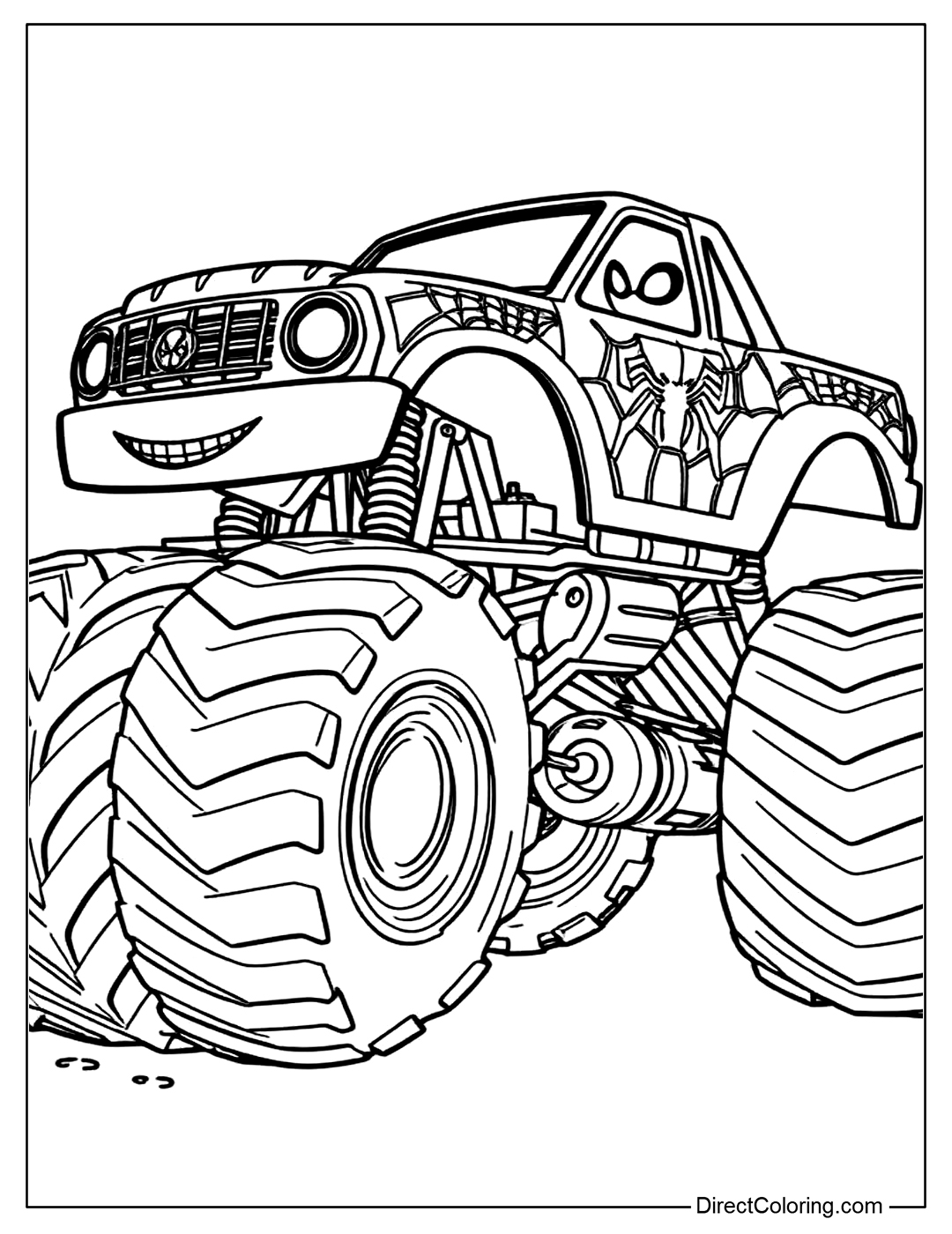 Monster Truck Spider-Man Color Page